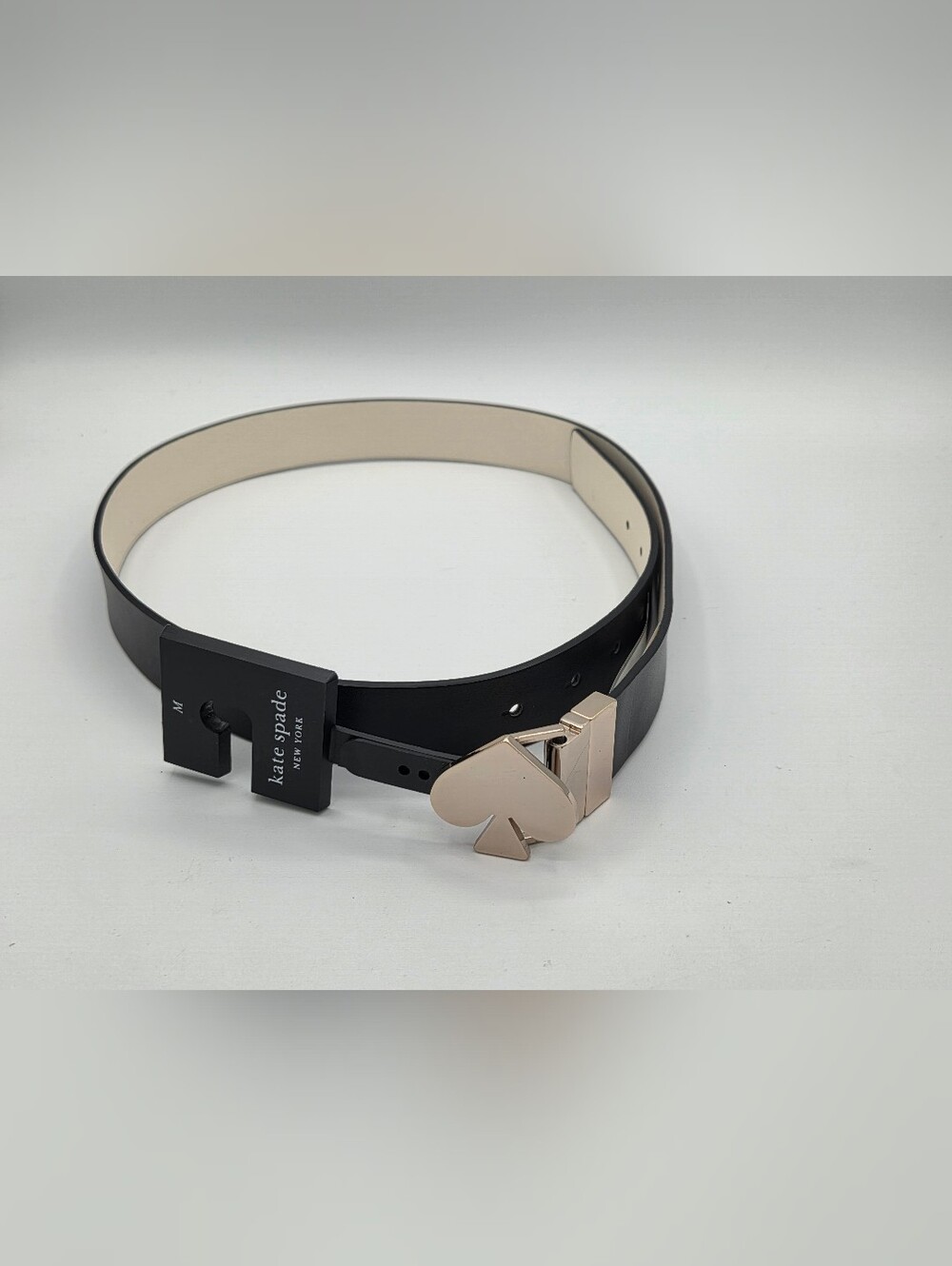 Kate Spade Rebersible Black Leather Belt with Spade Buckle Medium